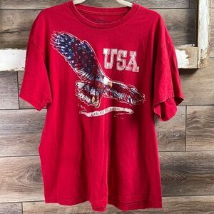 Faded Glory T Shirt Eagle Graphic USA Home of the Brave Size XL 46-48 Red